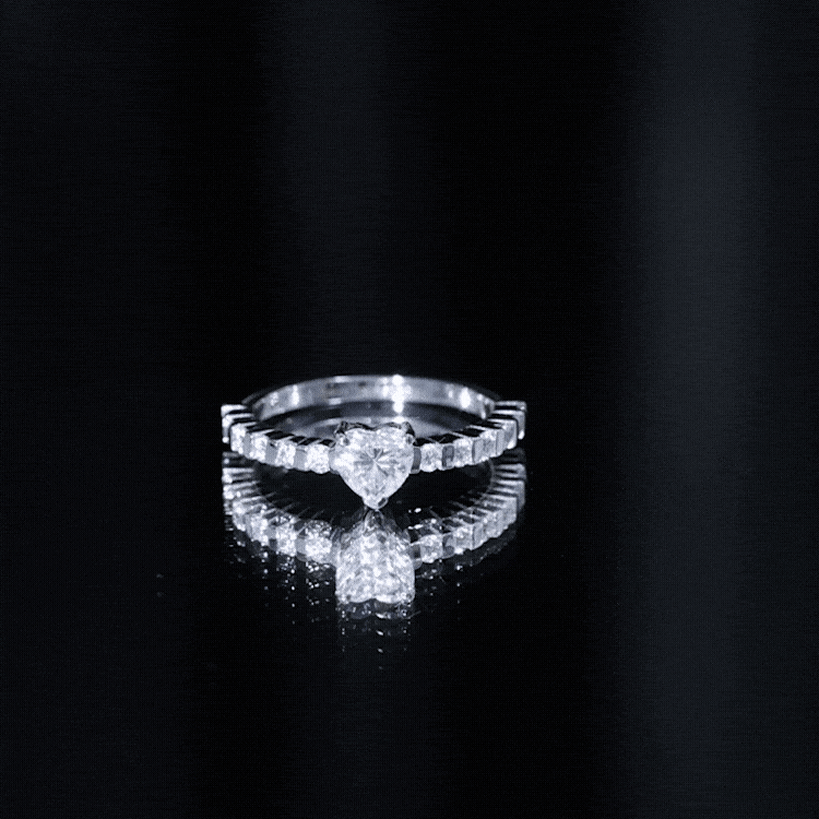 Lab Grown Diamond Heart Promise Ring With Side Stones
