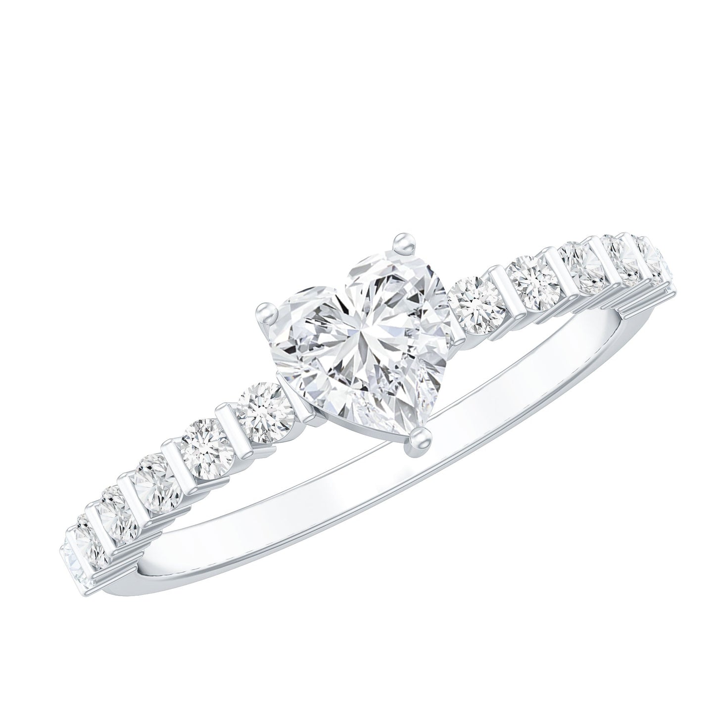 Lab Grown Diamond Heart Promise Ring With Side Stones