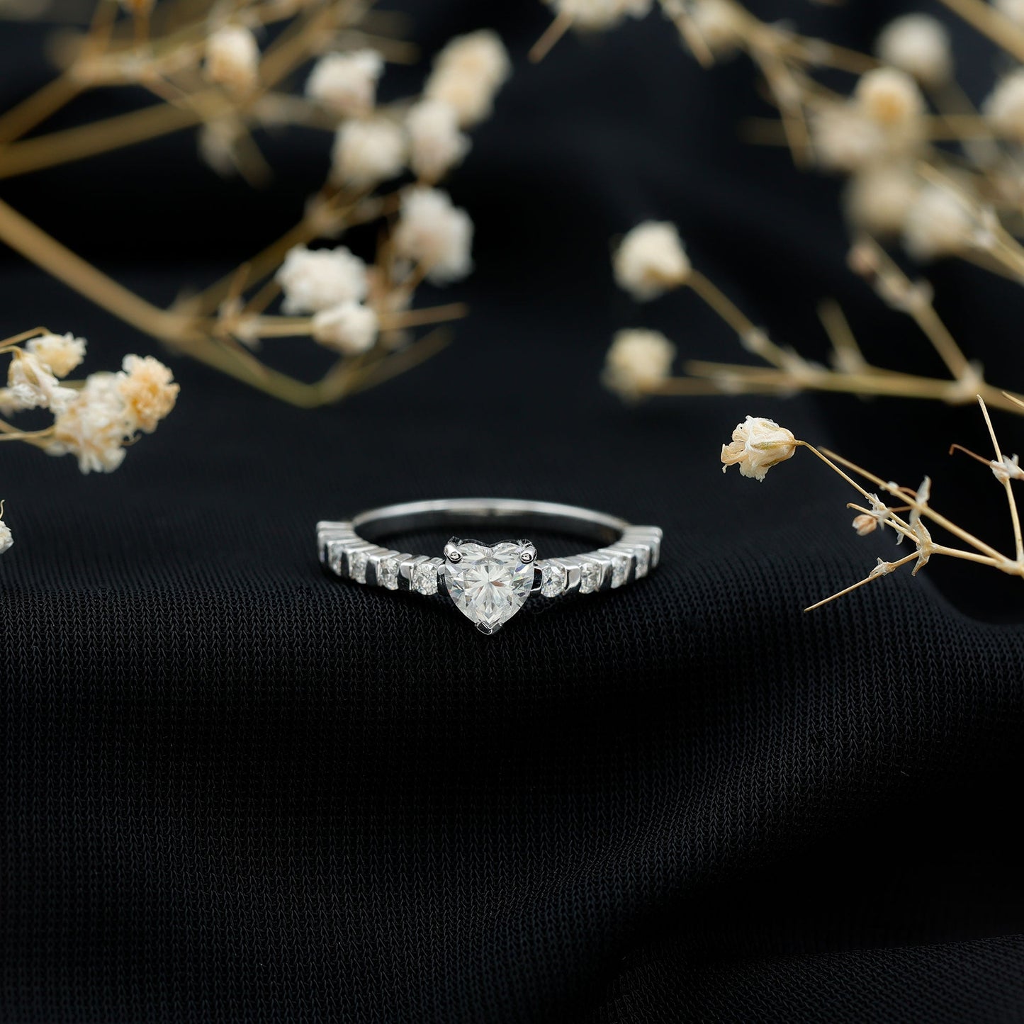 Lab Grown Diamond Heart Promise Ring With Side Stones