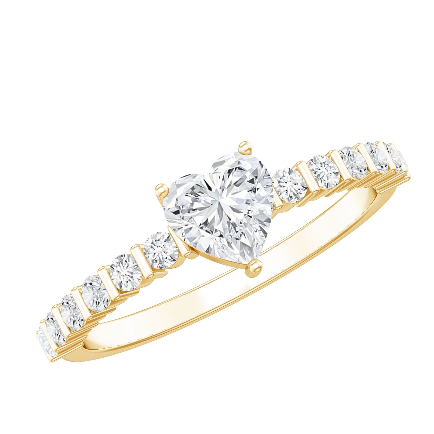 Lab Grown Diamond Heart Promise Ring With Side Stones