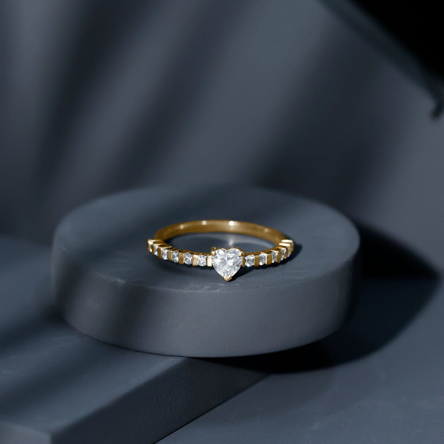 Lab Grown Diamond Heart Promise Ring With Side Stones