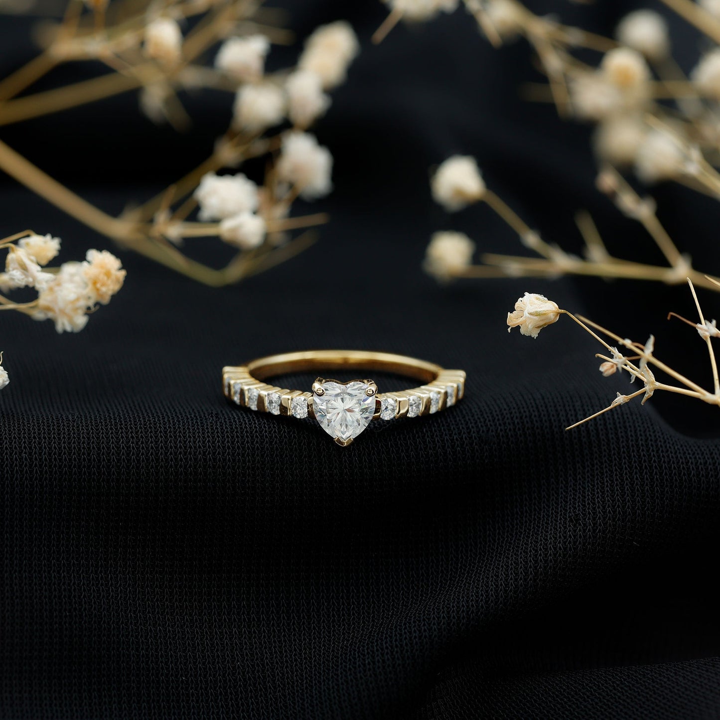 Lab Grown Diamond Heart Promise Ring With Side Stones