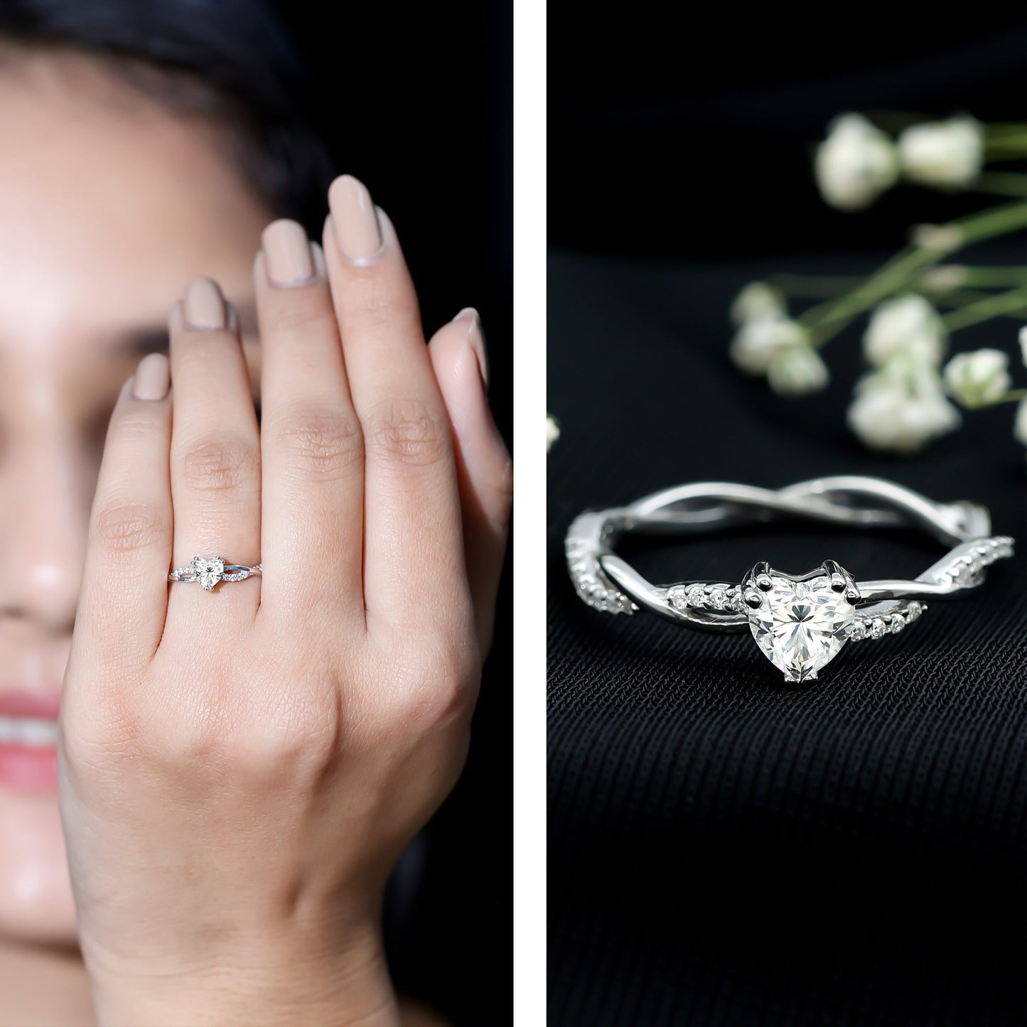 0.5 Carat Heart Shaped Diamond Ring For Women