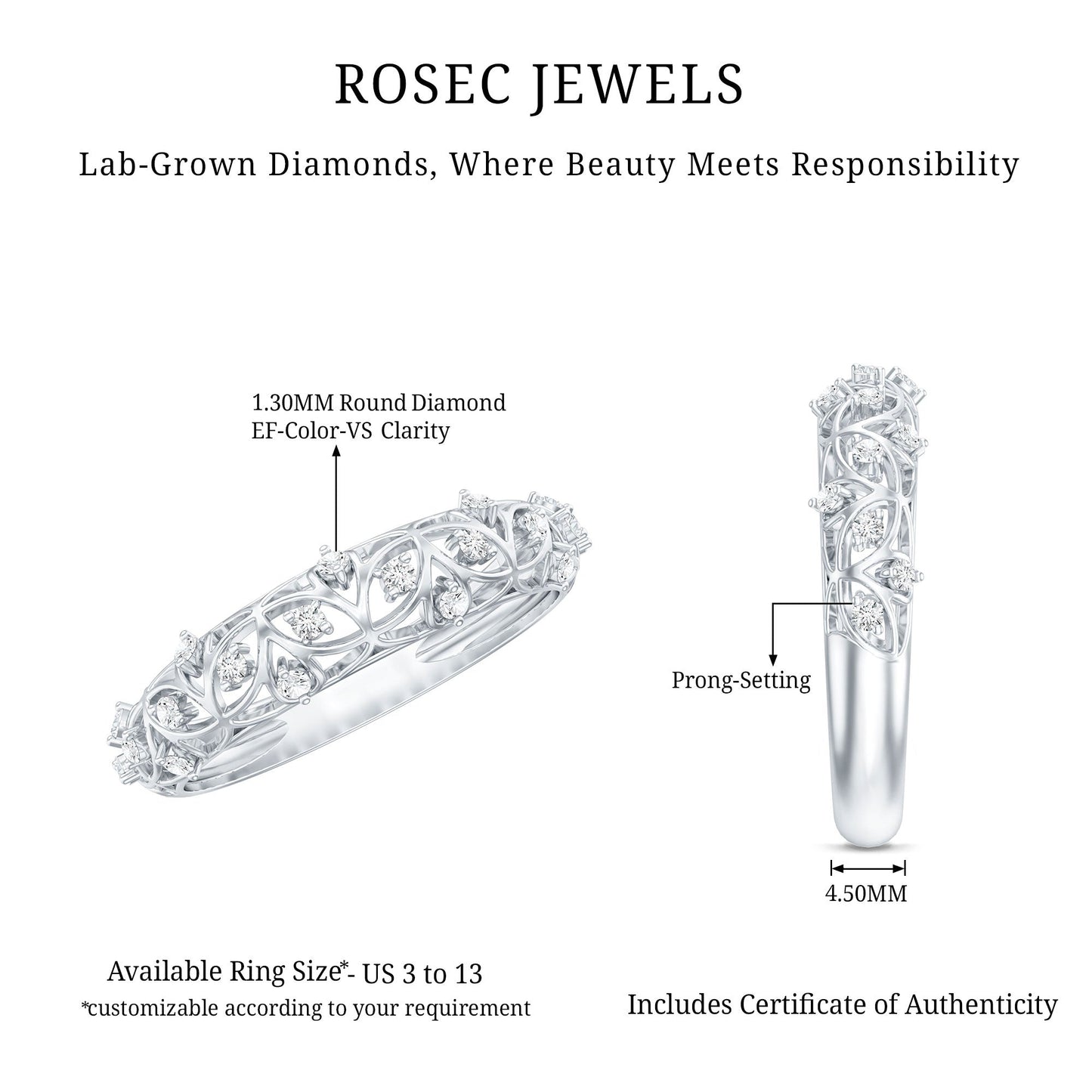 Designer Lab Grown Diamond Wedding Band For Women