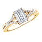 Emerald Cut Lab Diamond Engagement Ring With Split Shank Ring