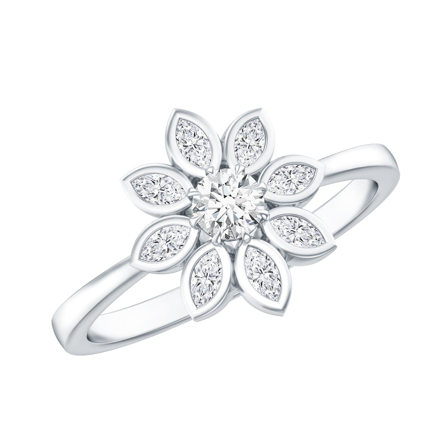 Brilliant Cut Lab Grown Diamond Flower Cocktail Ring