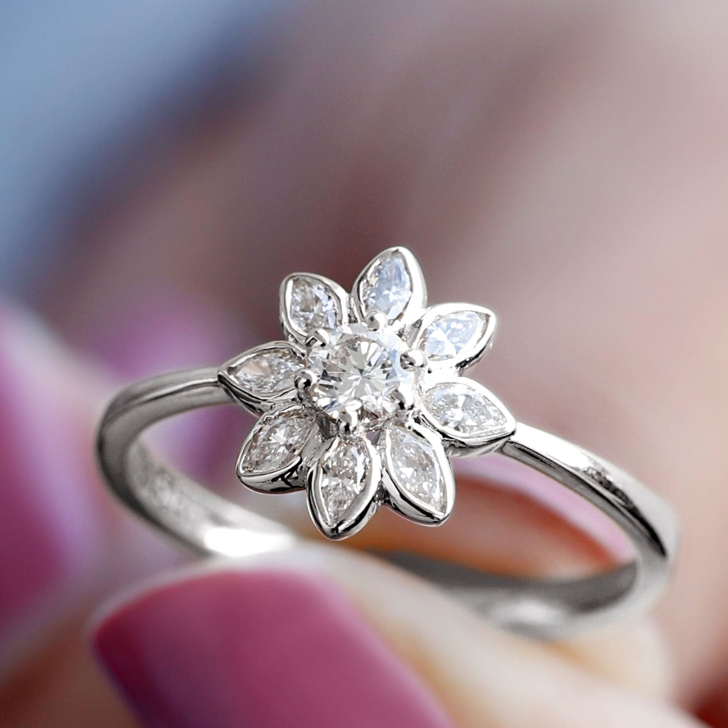 Brilliant Cut Lab Grown Diamond Flower Cocktail Ring