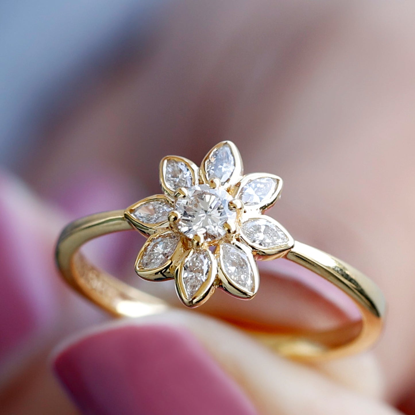 Brilliant Cut Lab Grown Diamond Flower Cocktail Ring