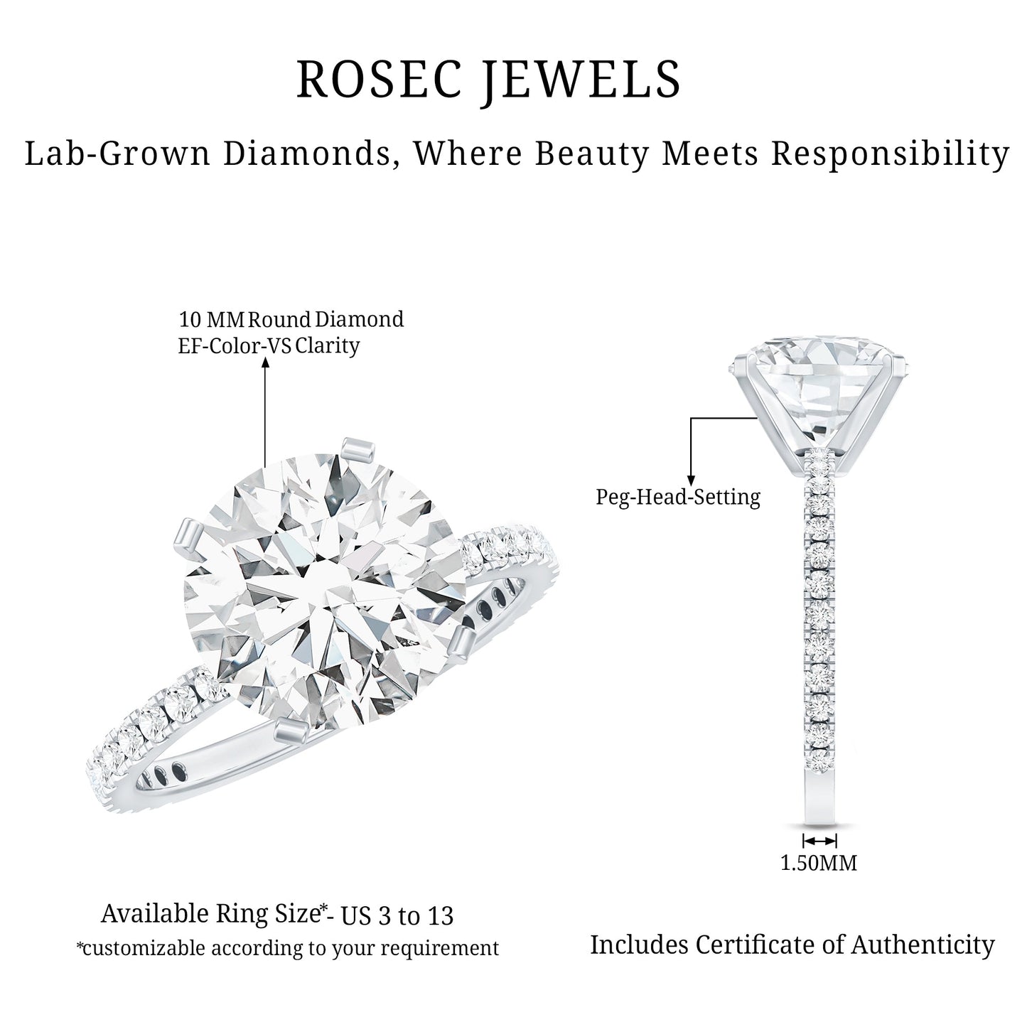4 Carat Lab Grown Diamond Engagement Ring