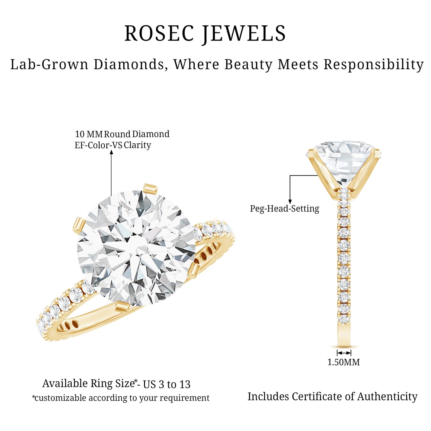 4 Carat Lab Grown Diamond Engagement Ring