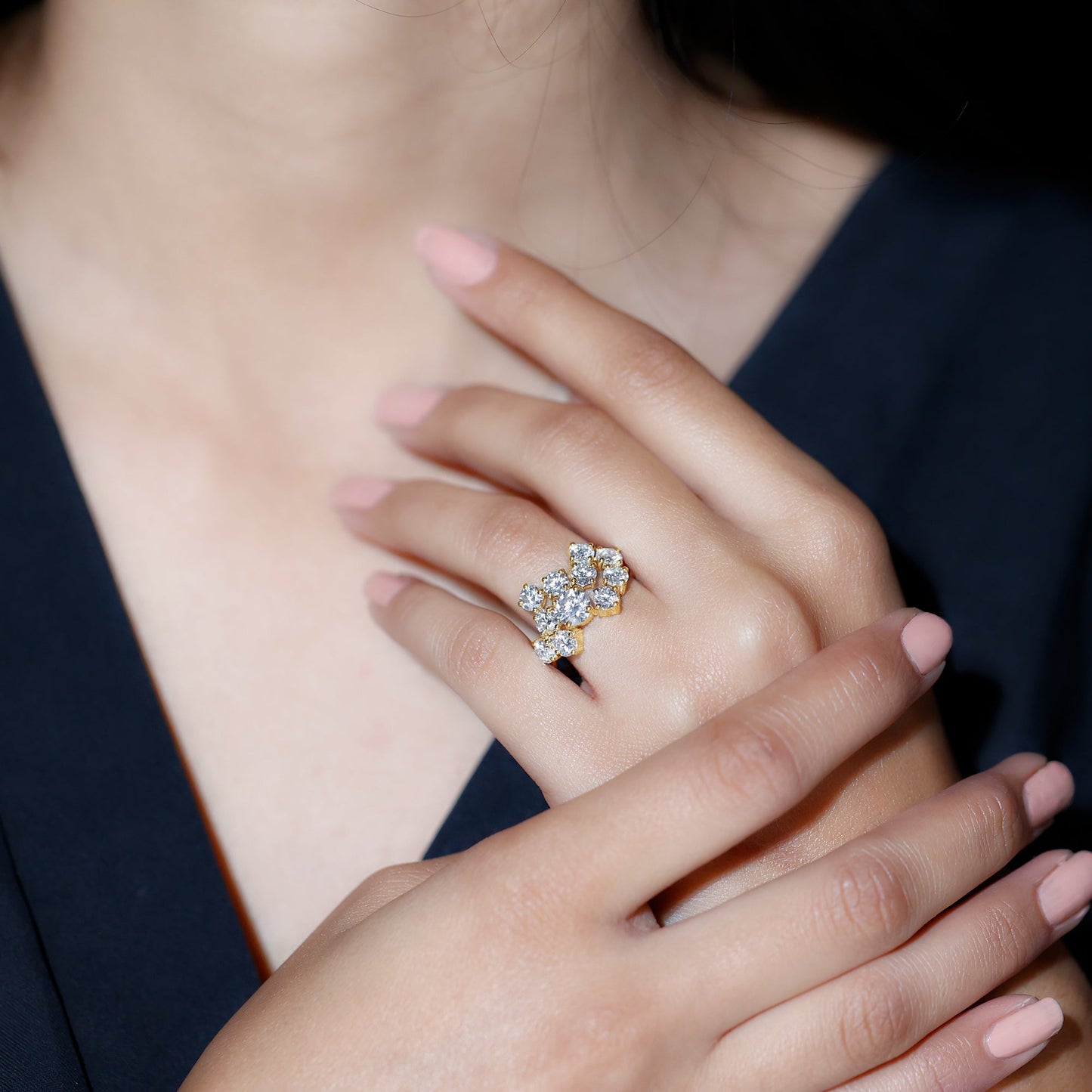 Certified Lab Grown Diamond Statement Engagement Ring for Women