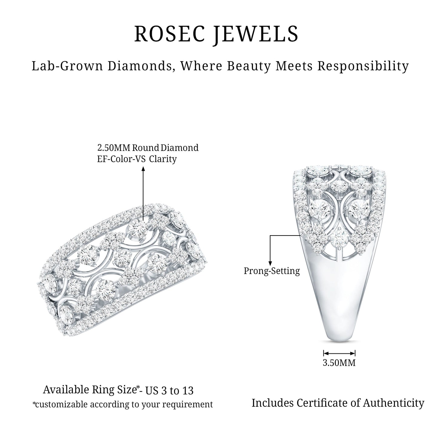 Vintage Inspired Lab Grown Diamond Wedding Band for Women