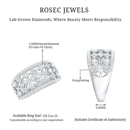 Vintage Inspired Lab Grown Diamond Wedding Band for Women