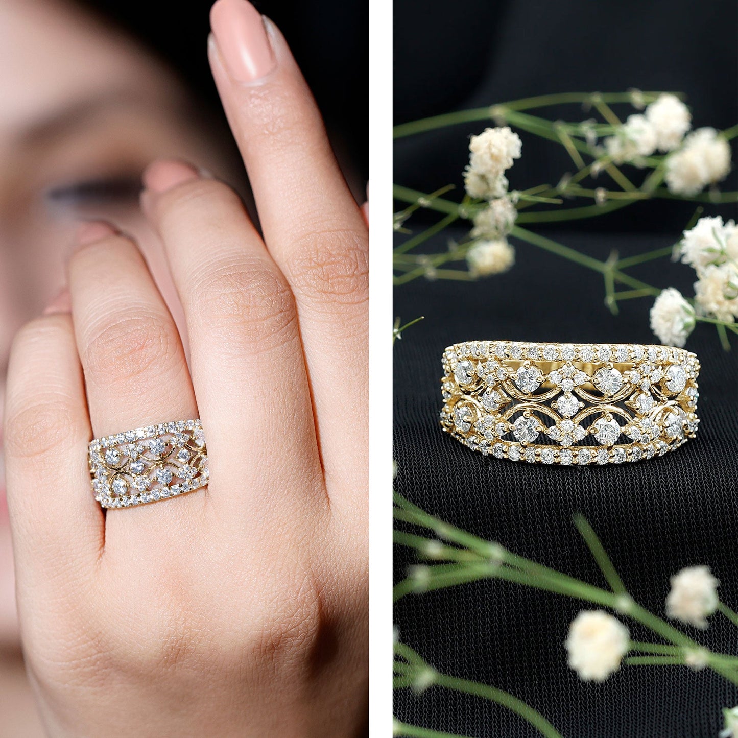 Vintage Inspired Lab Grown Diamond Wedding Band for Women