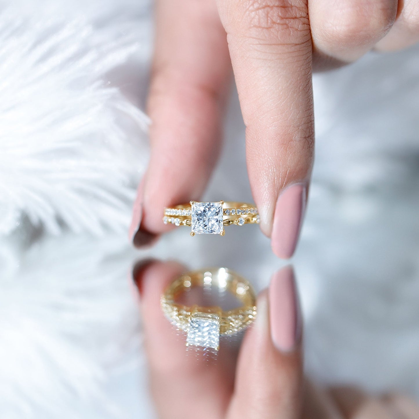 Brilliant Cut Lab Grown Diamond Solitaire Double Band Ring for Women