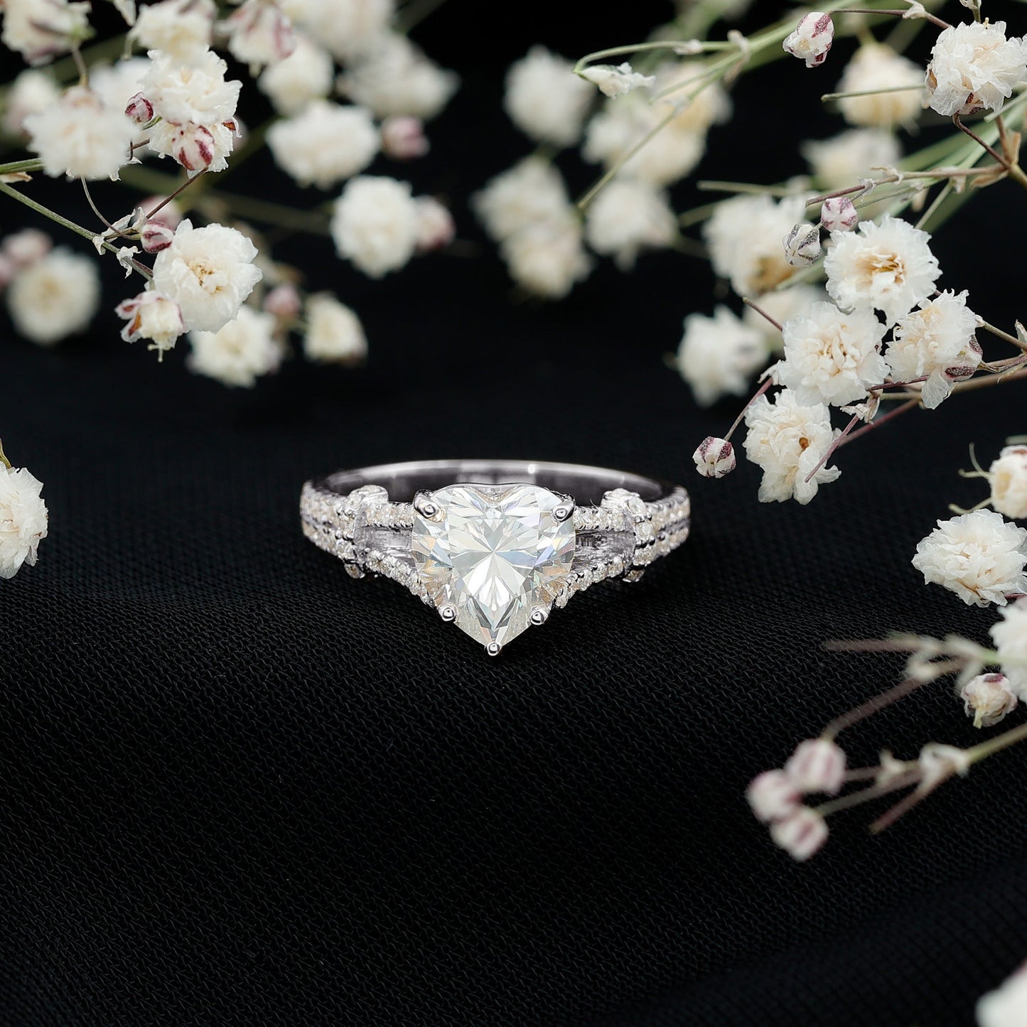 2 Carat Lab Grown Diamond Heart Shape Engagement Ring