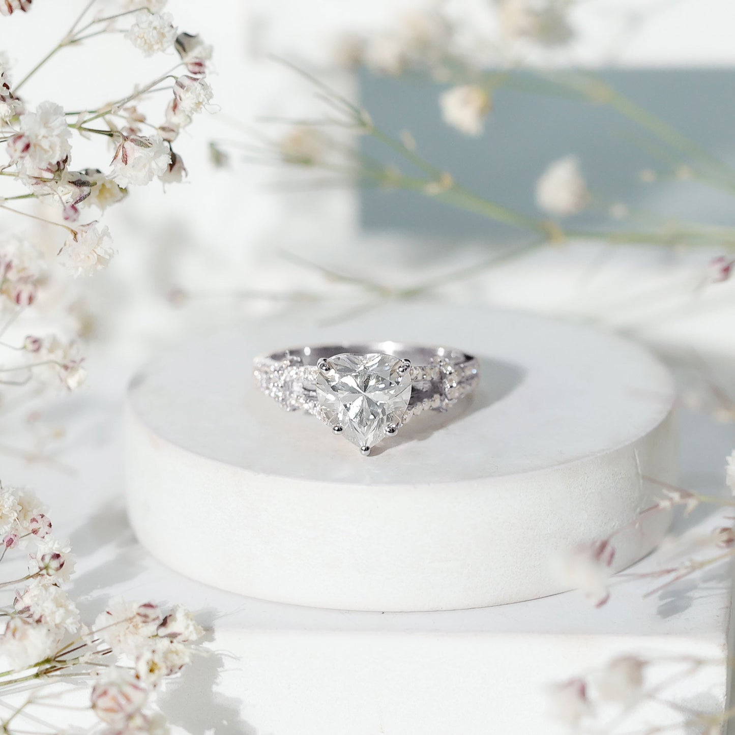 2 Carat Lab Grown Diamond Heart Shape Engagement Ring