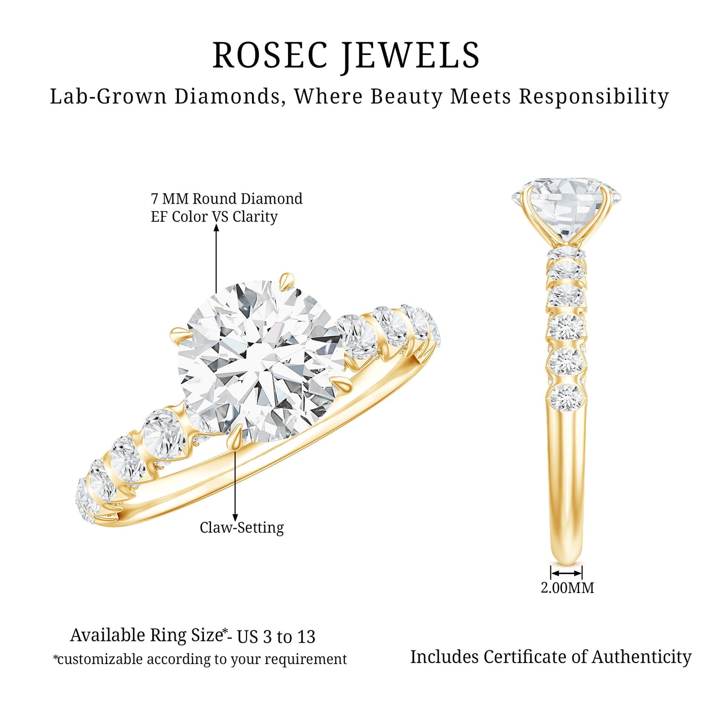 Certified 1.2 Carat Lab Grown Diamond Solitaire Engagement Ring