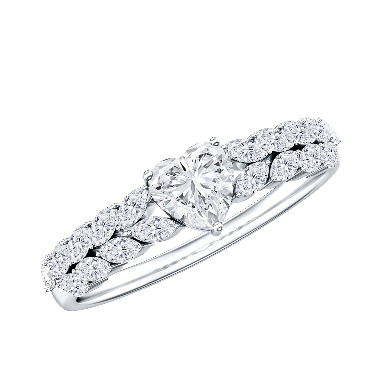 Brilliant Cut Lab Diamond Heart Shaped Promise Ring for Women