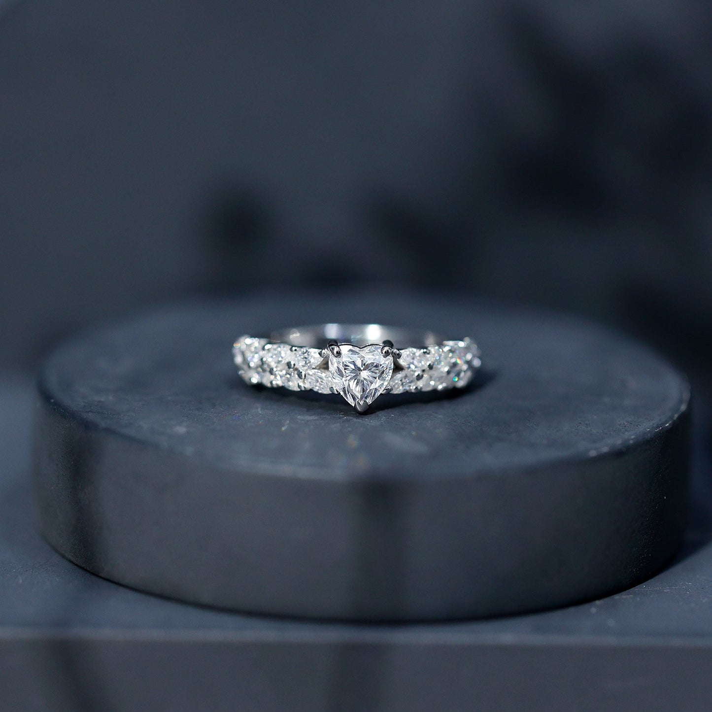 Brilliant Cut Lab Diamond Heart Shaped Promise Ring for Women