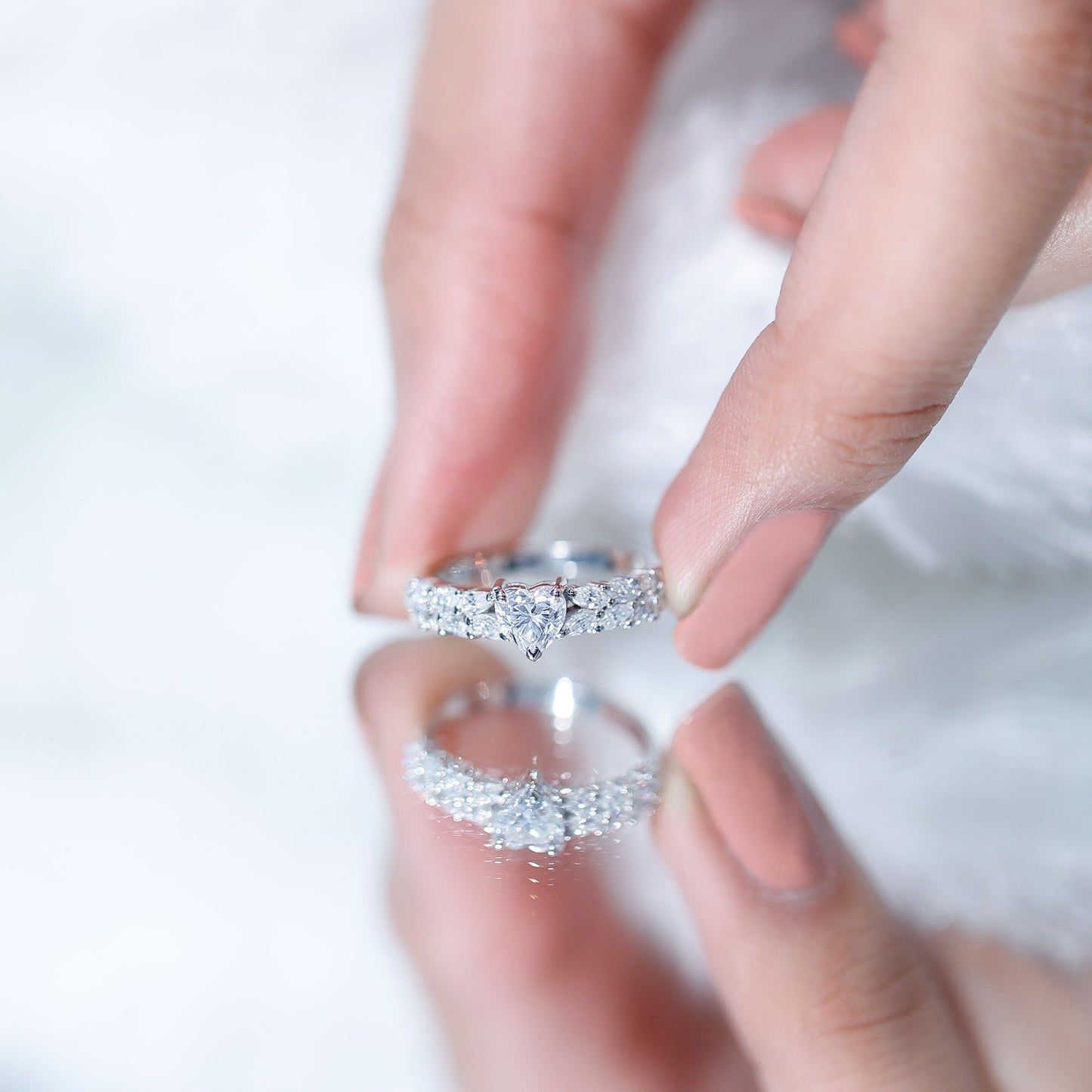 Brilliant Cut Lab Diamond Heart Shaped Promise Ring for Women