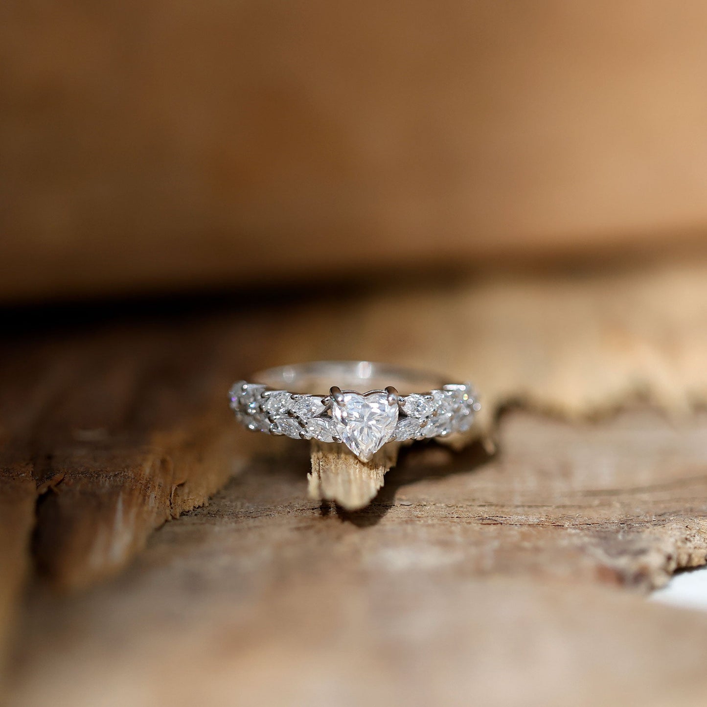 Brilliant Cut Lab Diamond Heart Shaped Promise Ring for Women