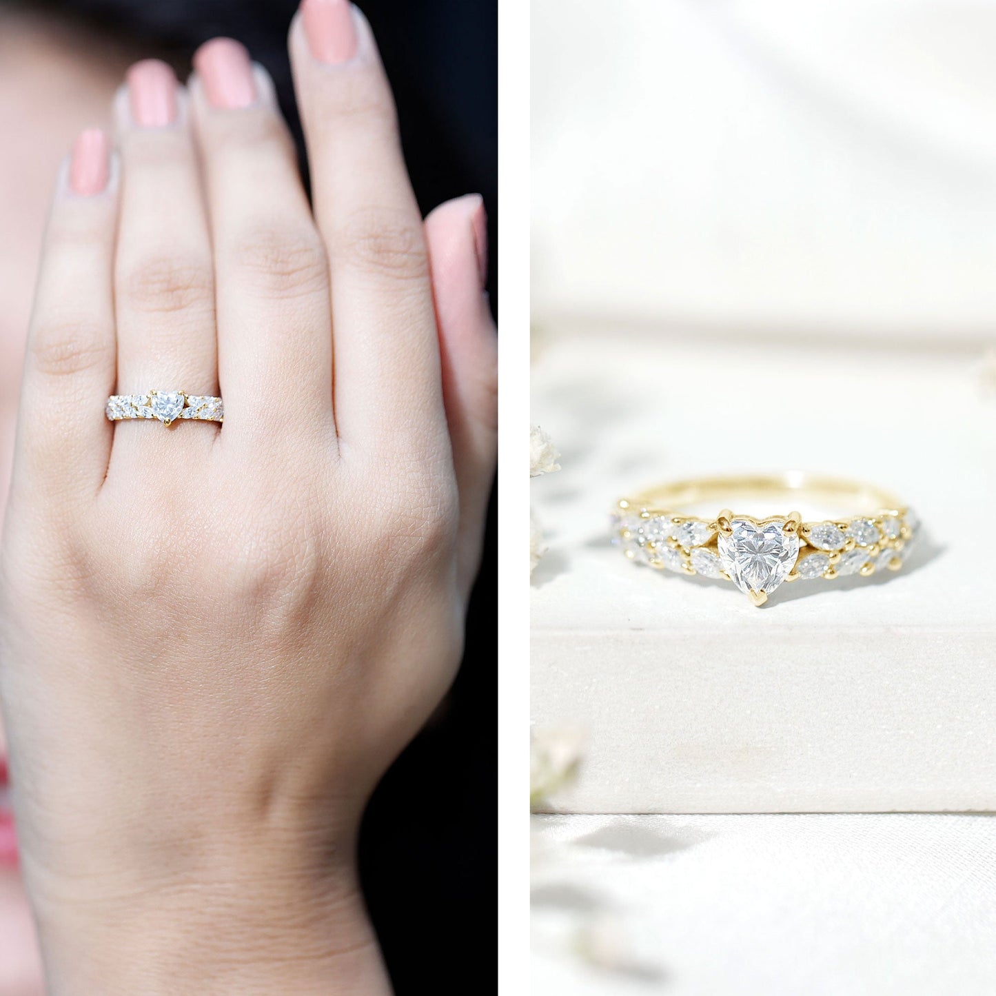 Brilliant Cut Lab Diamond Heart Shaped Promise Ring for Women