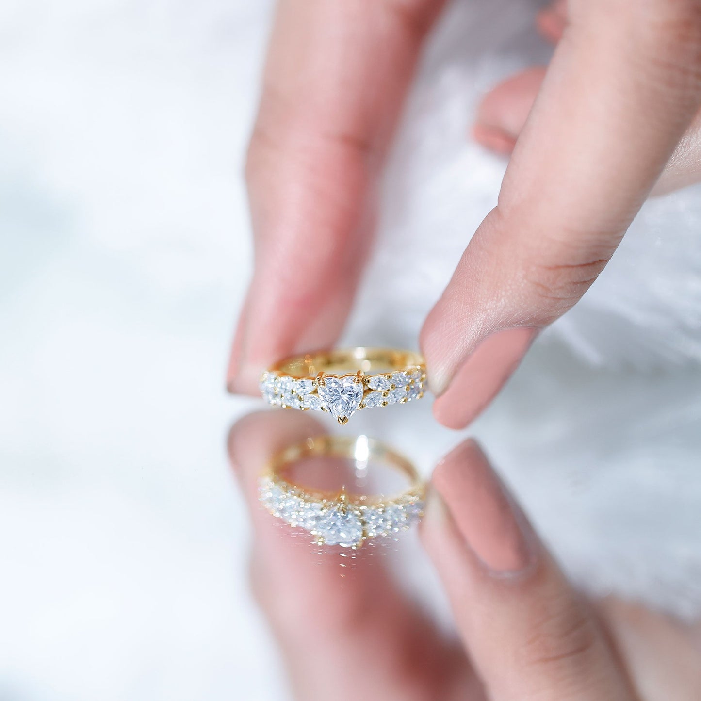 Brilliant Cut Lab Diamond Heart Shaped Promise Ring for Women