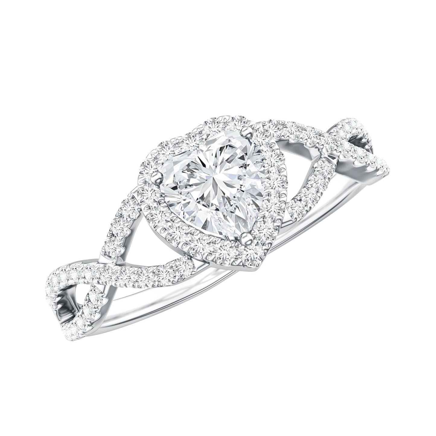 Lab Grown Diamond Heart Engagement Ring with Halo Design