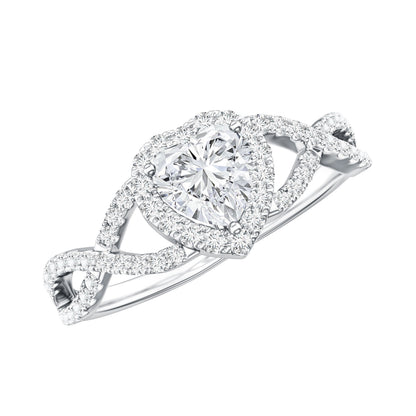 Lab Grown Diamond Heart Engagement Ring with Halo Design