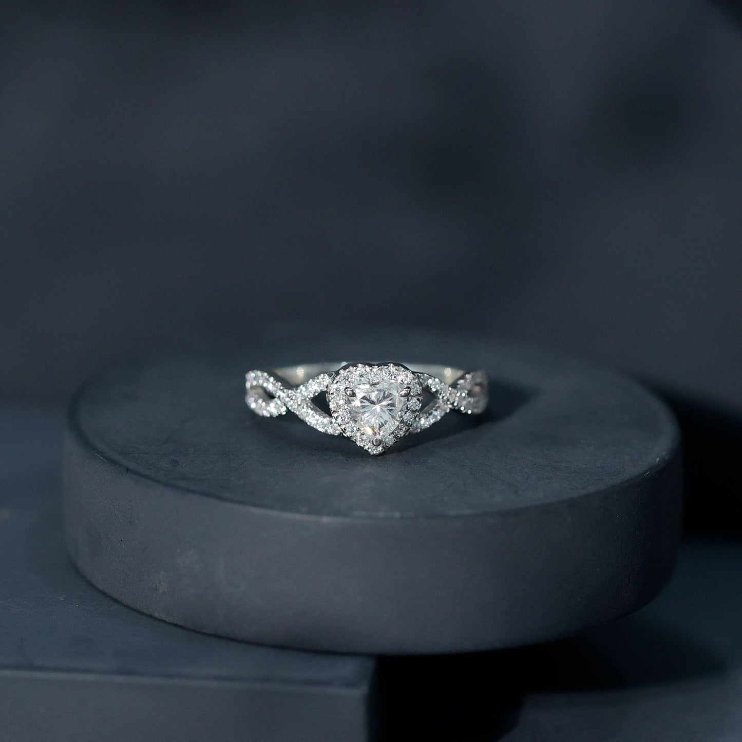 Lab Grown Diamond Heart Engagement Ring with Halo Design