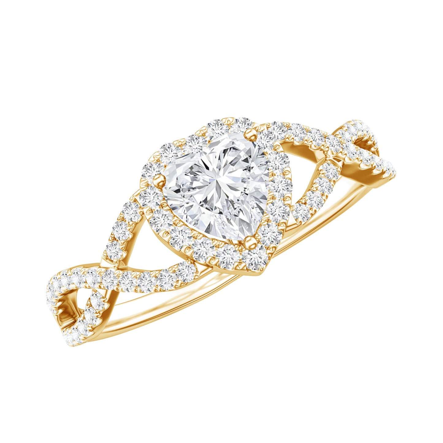 Lab Grown Diamond Heart Engagement Ring with Halo Design