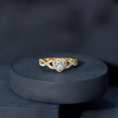 Lab Grown Diamond Heart Engagement Ring with Halo Design