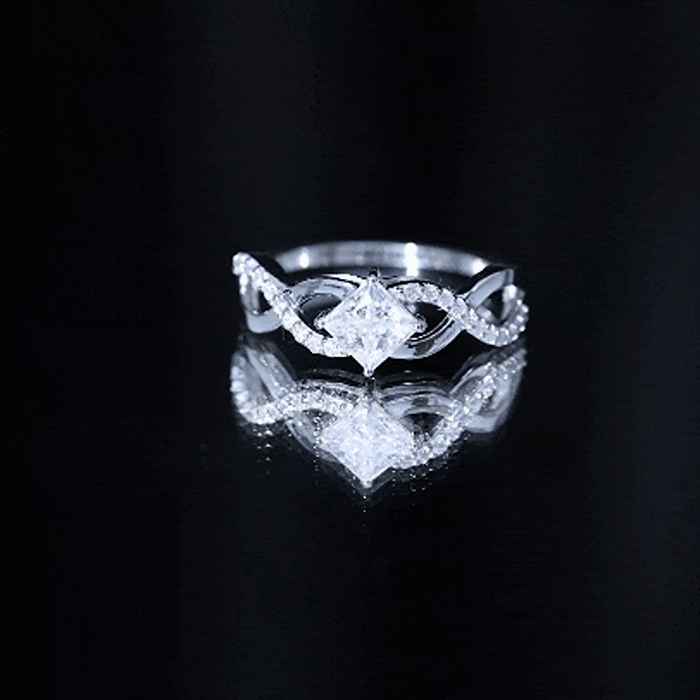 Lab Diamond Crossover Ring with Side Stones