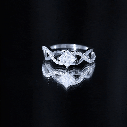 Lab Diamond Crossover Ring with Side Stones