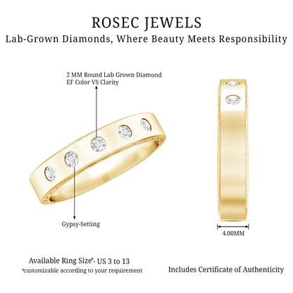 Lab Grown Diamond Wedding Ring for Men With Gypsy Setting