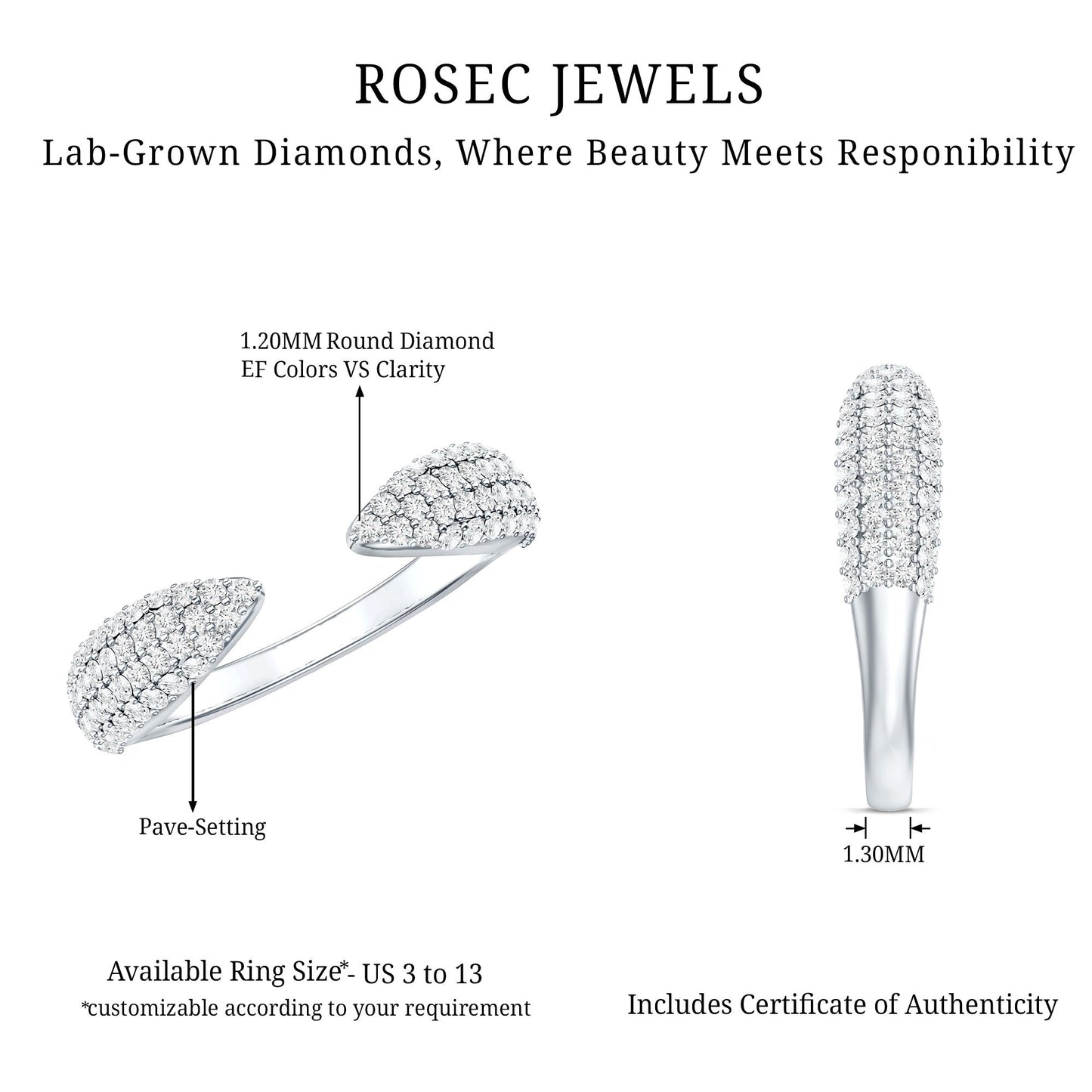 Lab Created Diamond Wedding Wrap Ring For Women