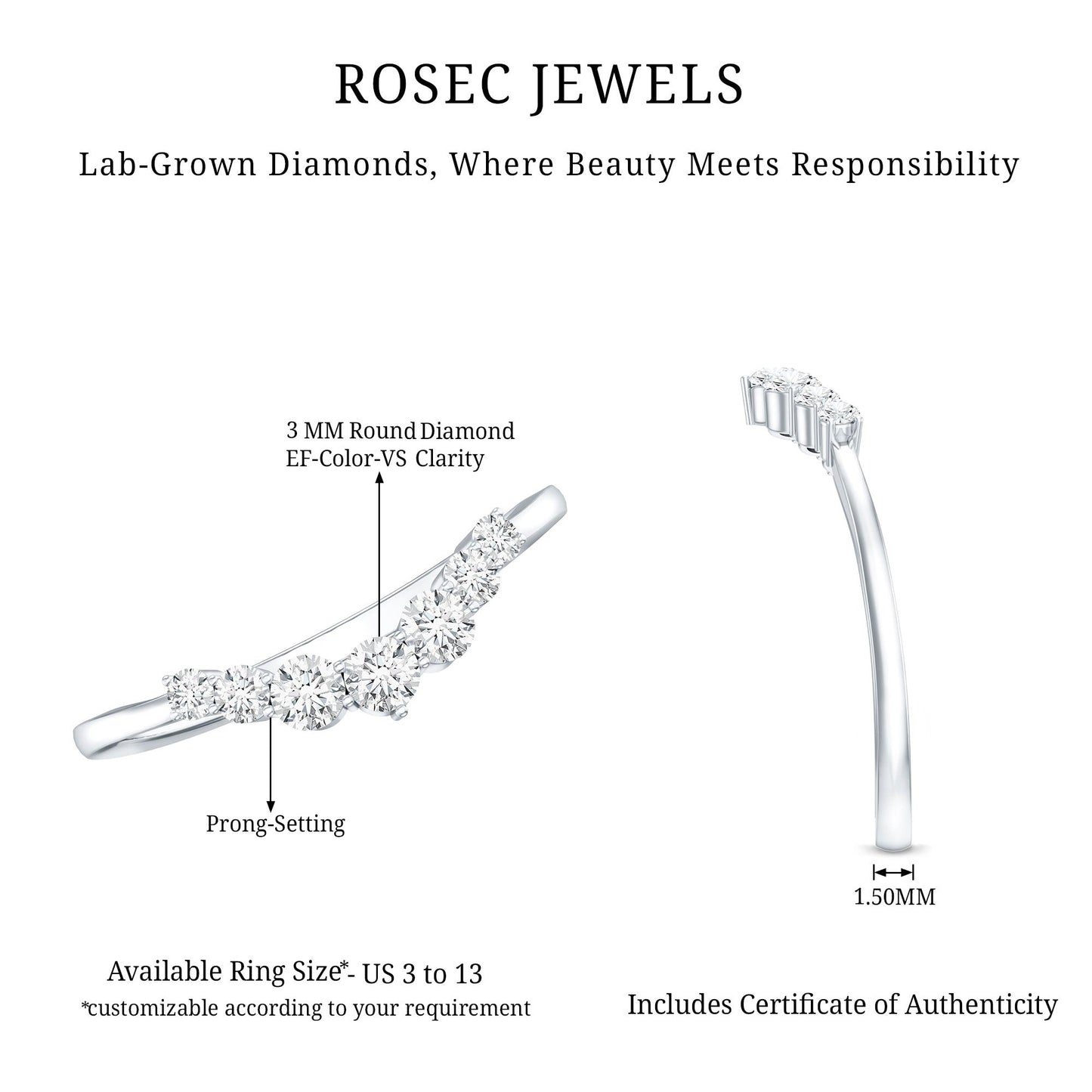 Certified Brilliant Cut Lab Grown Diamond Wedding Band Enhancer