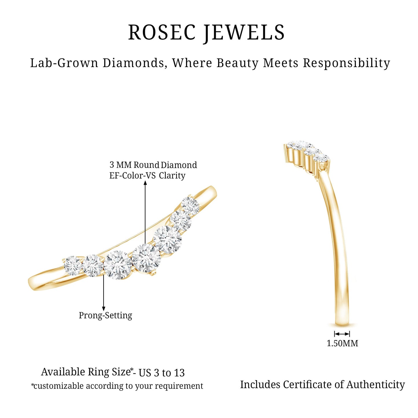 Certified Brilliant Cut Lab Grown Diamond Wedding Band Enhancer