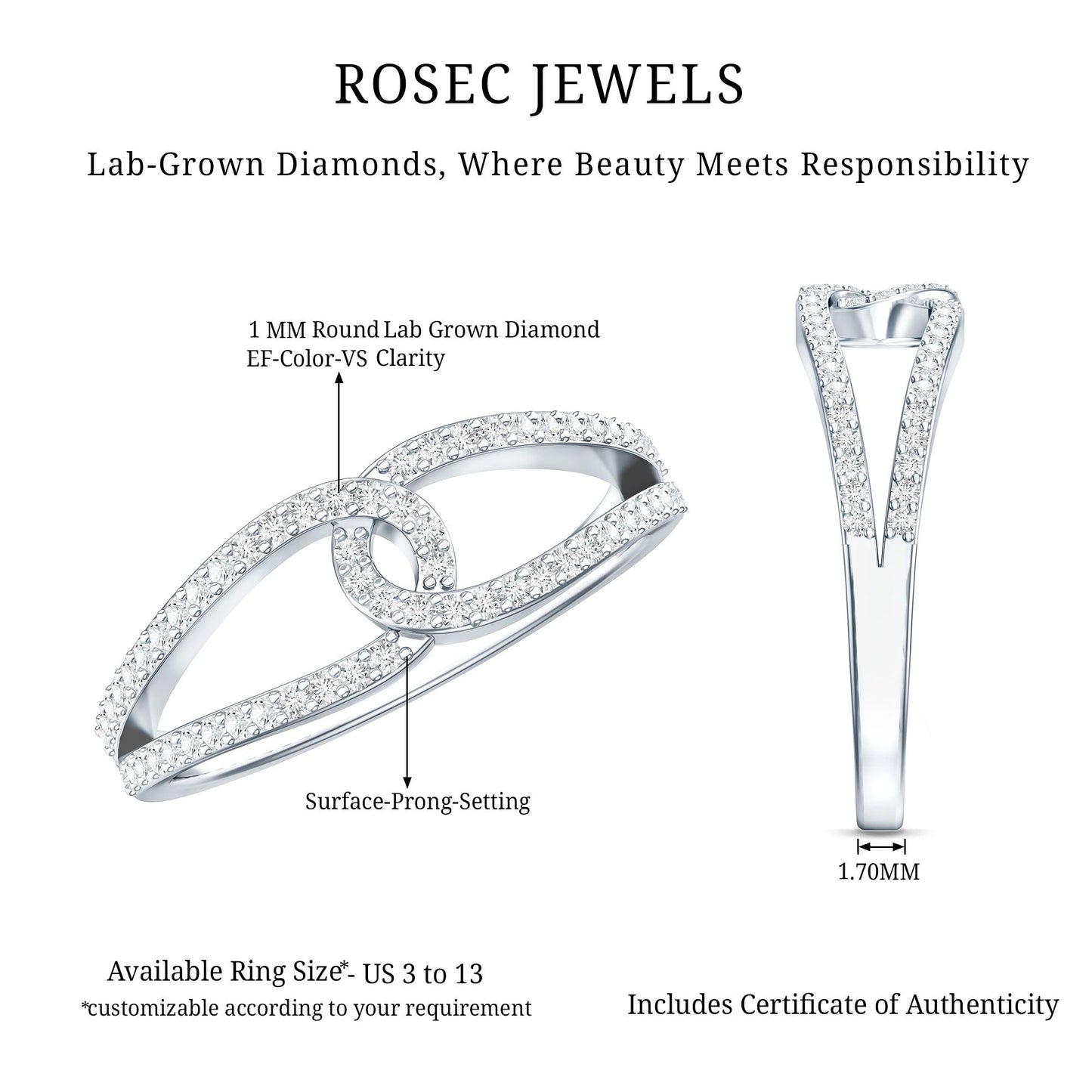 Brilliant Cut Lab Created Diamond Knot Anniversary Ring for Her