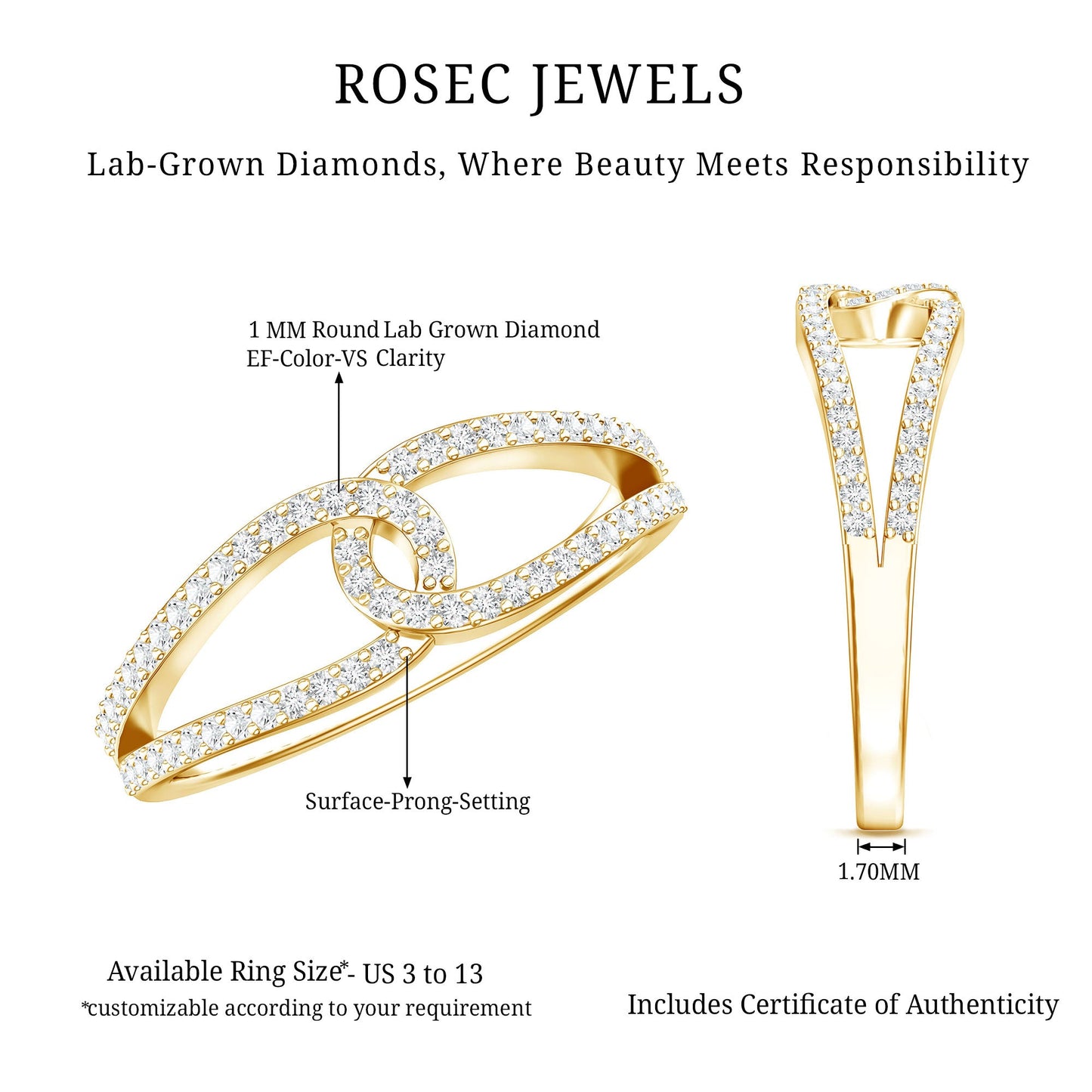 Brilliant Cut Lab Created Diamond Knot Anniversary Ring for Her