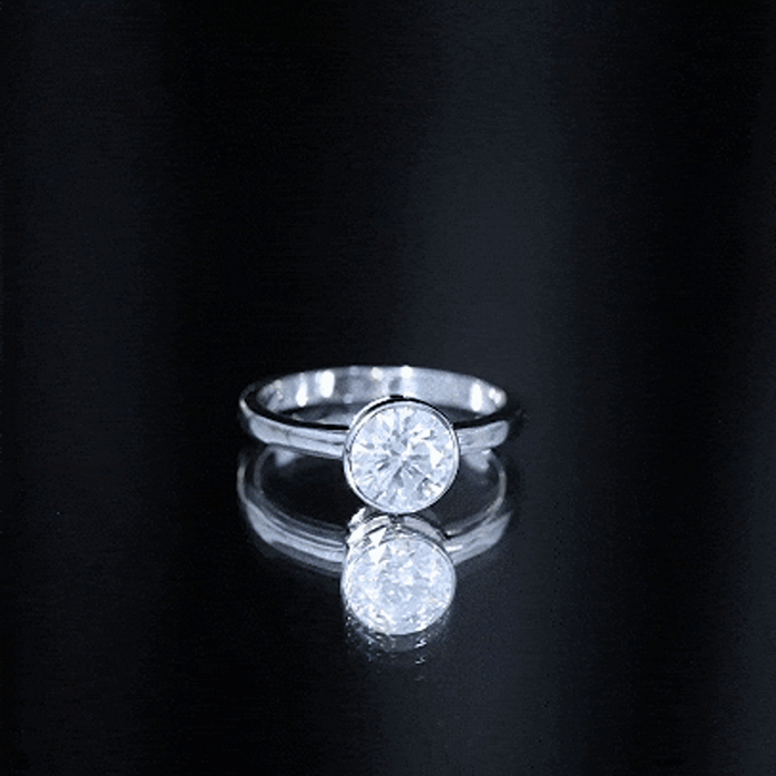 Brilliant Cut Bezel Set Lab Grown Diamond Simple Solitaire Ring