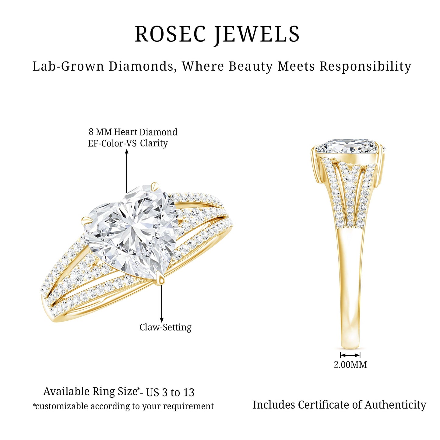 2 Carat Lab Created Diamond Heart Engagement Ring