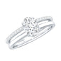 0.75 Carat Oval Cut Diamond Solitaire Double Band Engagement Ring For Her
