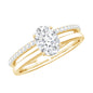 0.75 Carat Oval Cut Diamond Solitaire Double Band Engagement Ring For Her