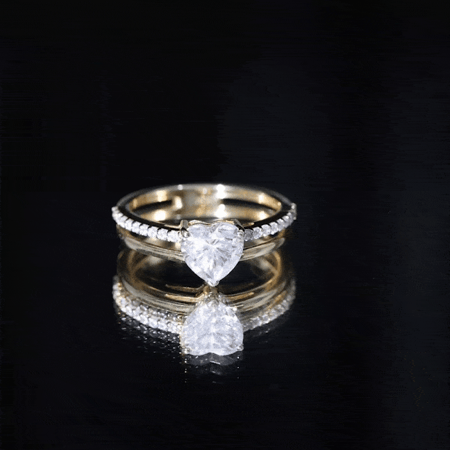 1.2 Carat Heart Shape Lab Grown Diamond Double Band Solitaire Ring