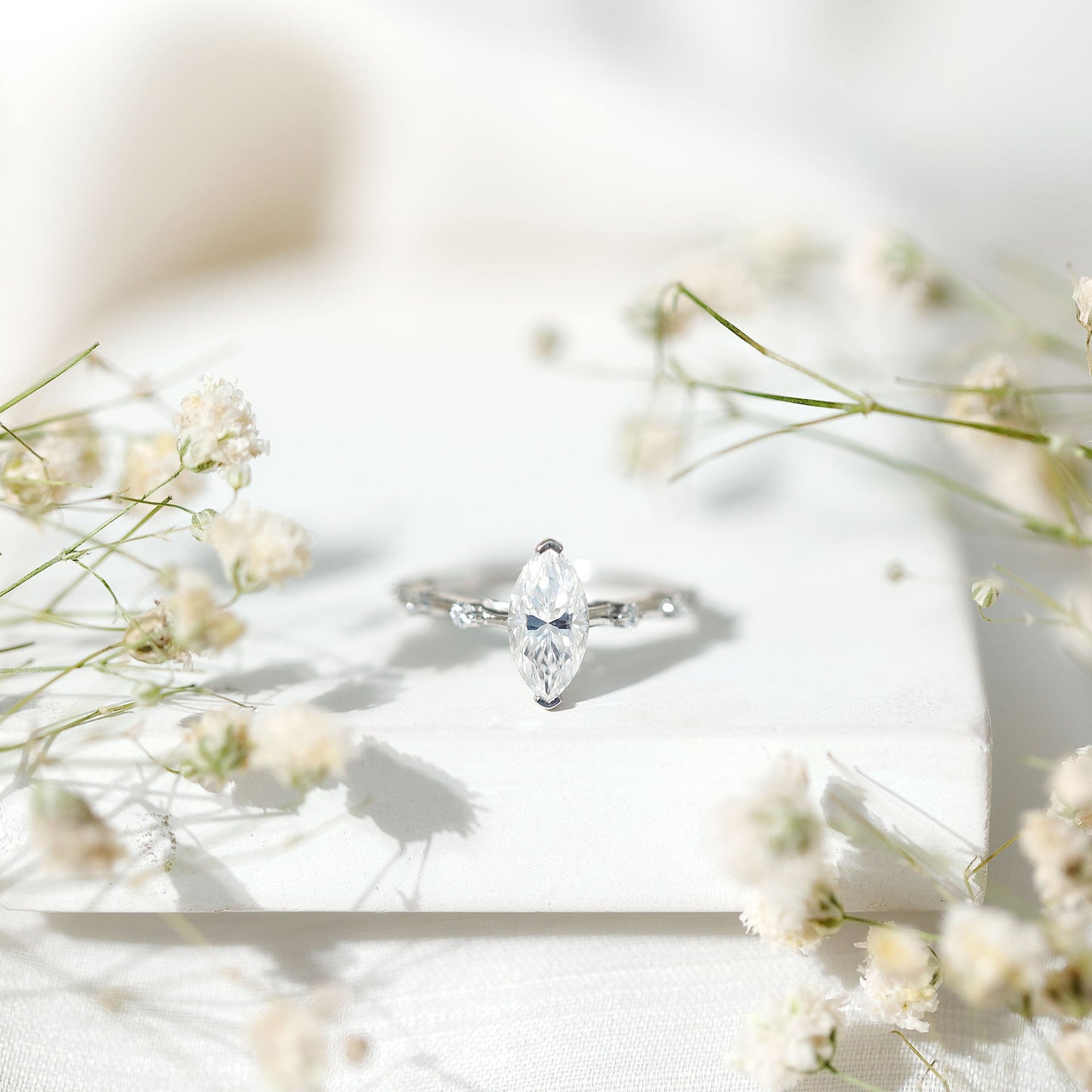 Marquise Shape Lab Grown Diamond Solitaire Ring With Certificate