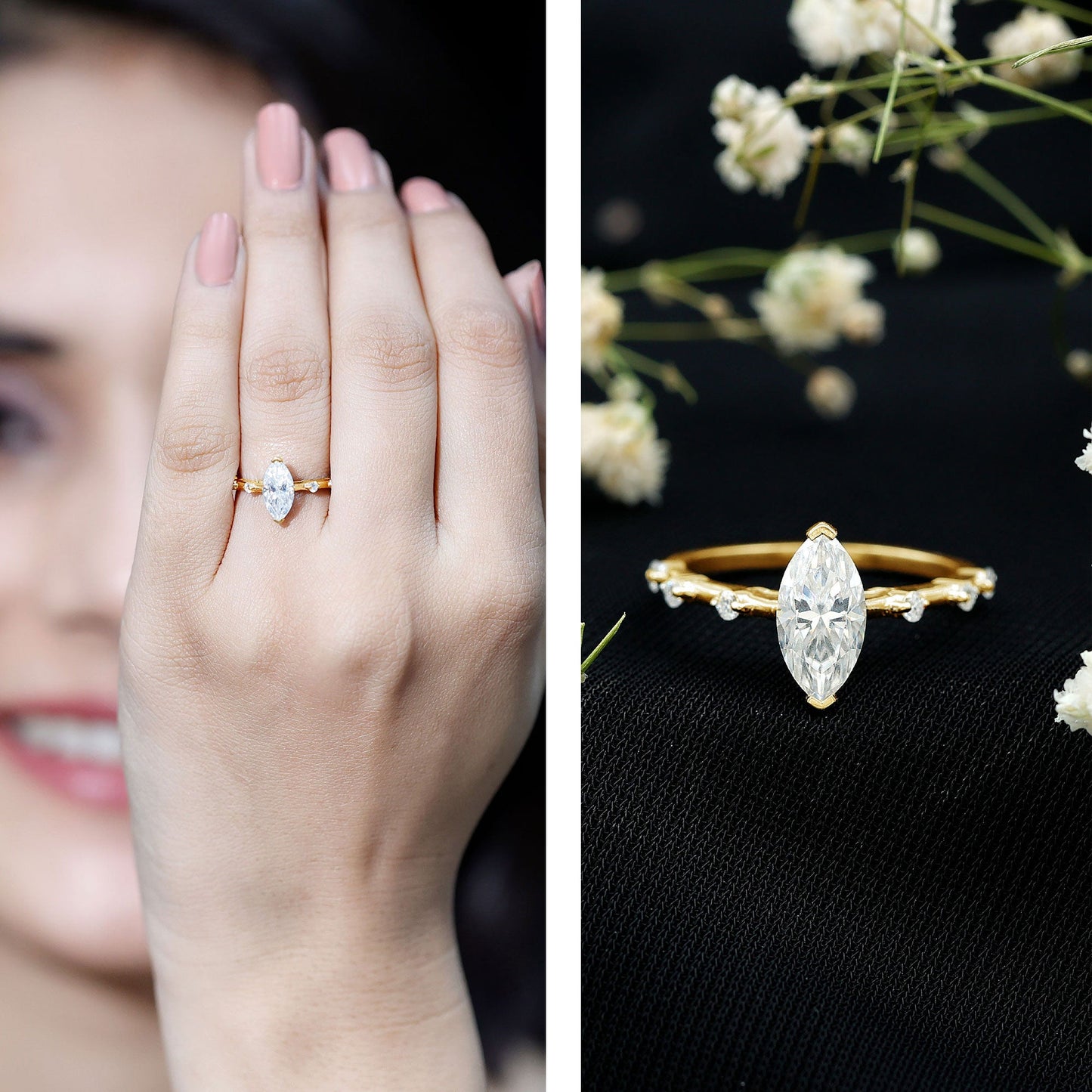 Marquise Shape Lab Grown Diamond Solitaire Ring With Certificate