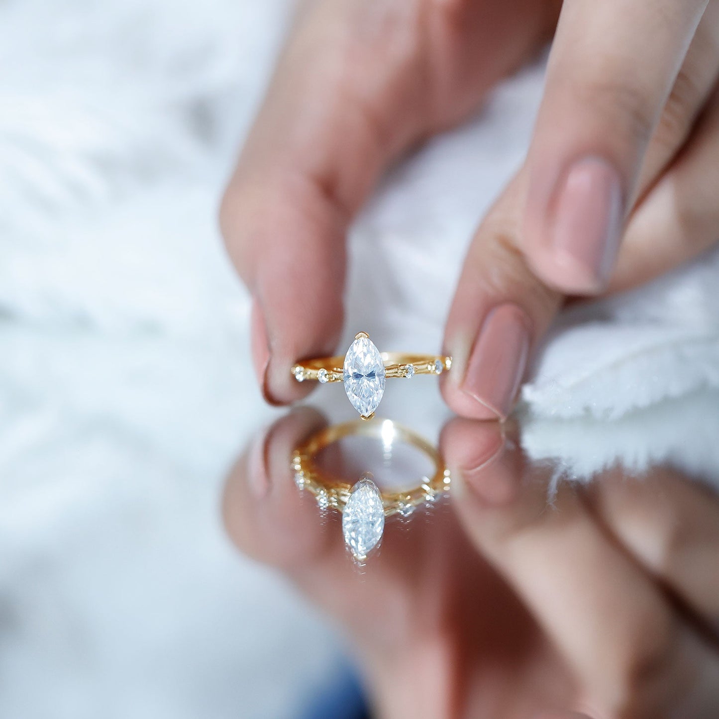 Marquise Shape Lab Grown Diamond Solitaire Ring With Certificate
