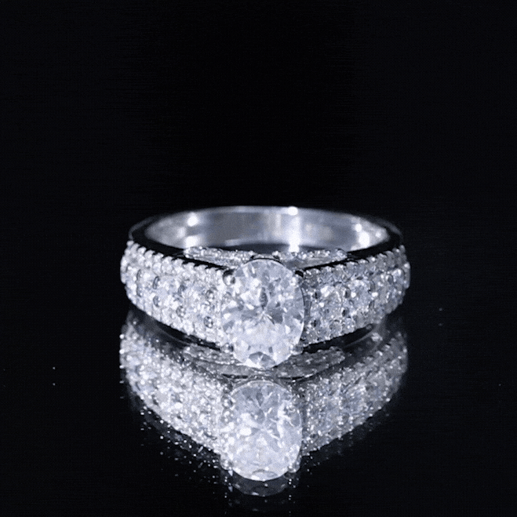 Lab Diamond Statement Engagement Ring With Side Stones